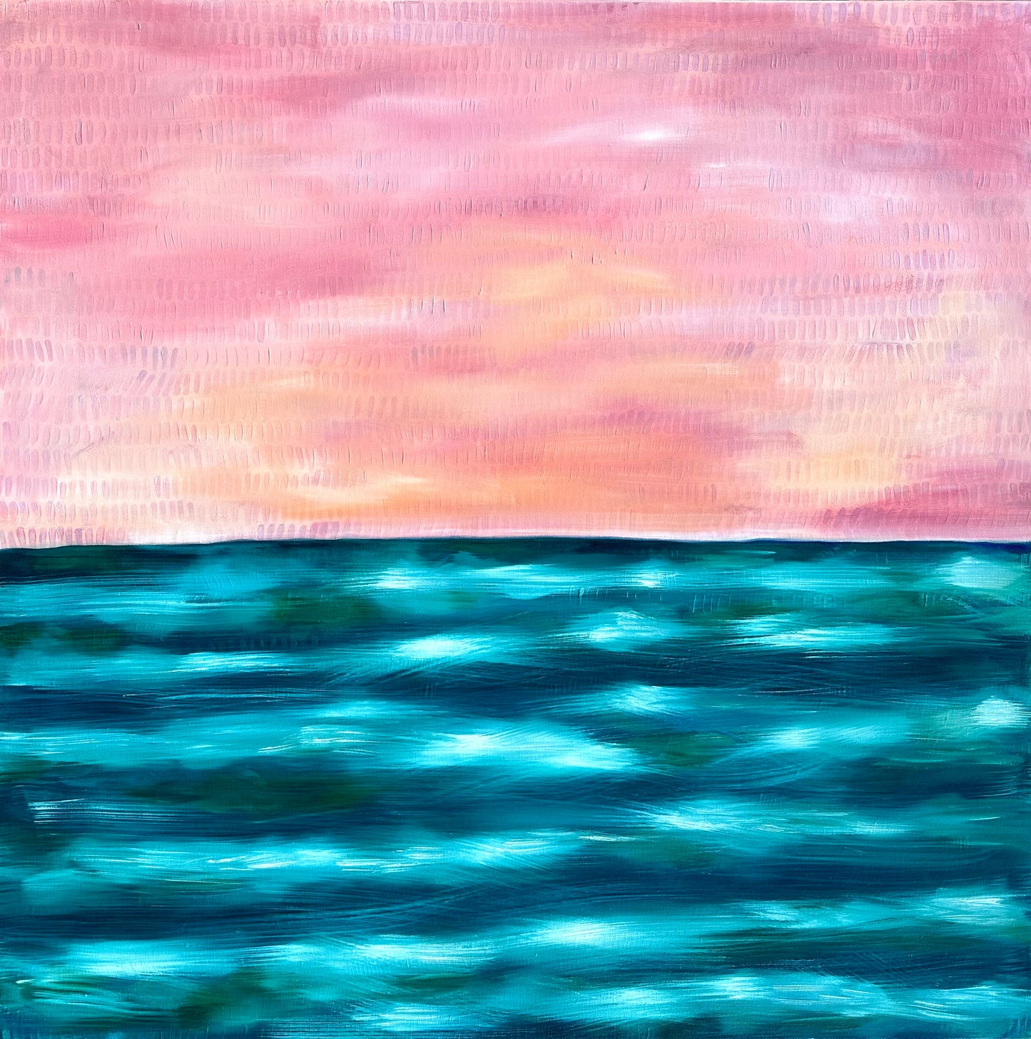 Pink Horizons Oil on canvas Framed