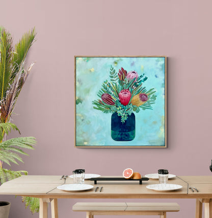 Banksias on teal - Limited edition print