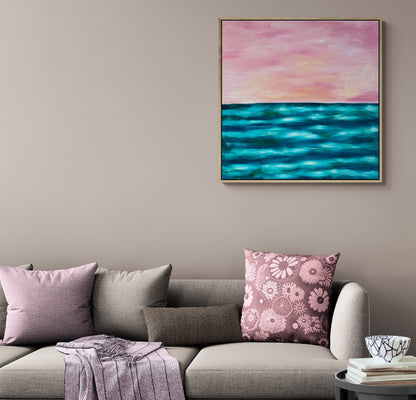 Pink Horizons Oil on canvas Framed