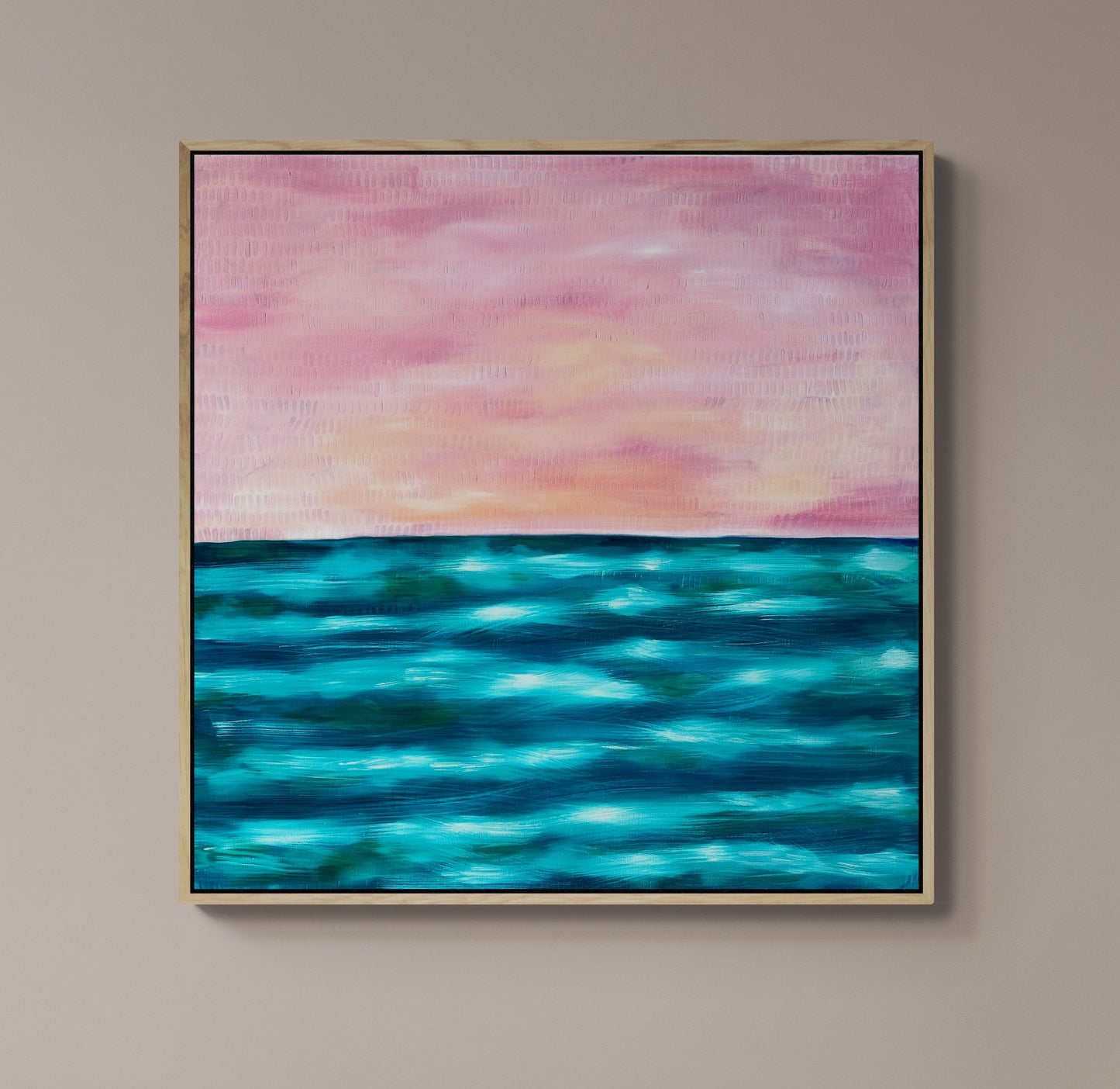 Pink Horizons Oil on canvas Framed