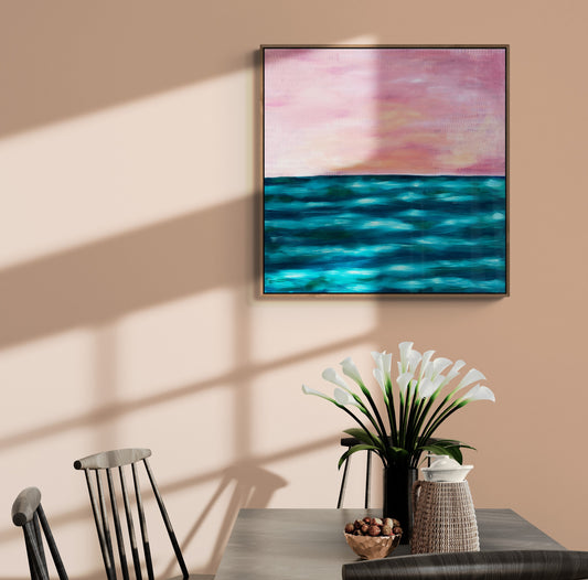 Pink Horizons Oil on canvas Framed