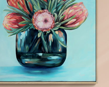 Proteas in teal light - Limited edition print