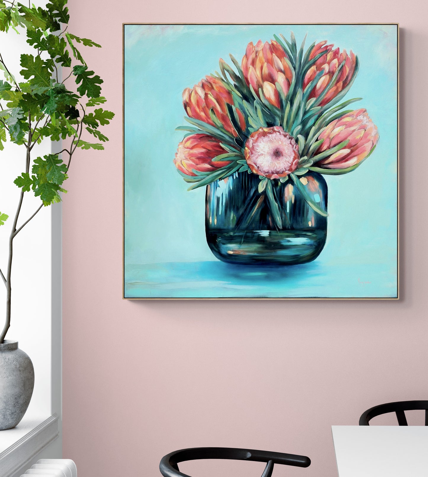 Proteas in teal light - Limited edition print